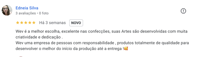 Comentário de cliente Wēv no Google
